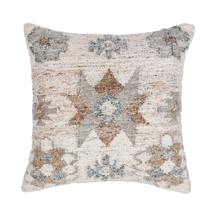 Classic Home Outdoor Performance Ardeth Pillow features a southwestern kilim-inspired geometric pattern on durable fabric.
