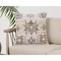 Classic Home's Outdoor Performance Ardeth Pillow features neutral tones and a Southwestern kilim-inspired design.