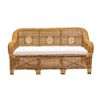 Wicker sofa with a white cushion on a white background