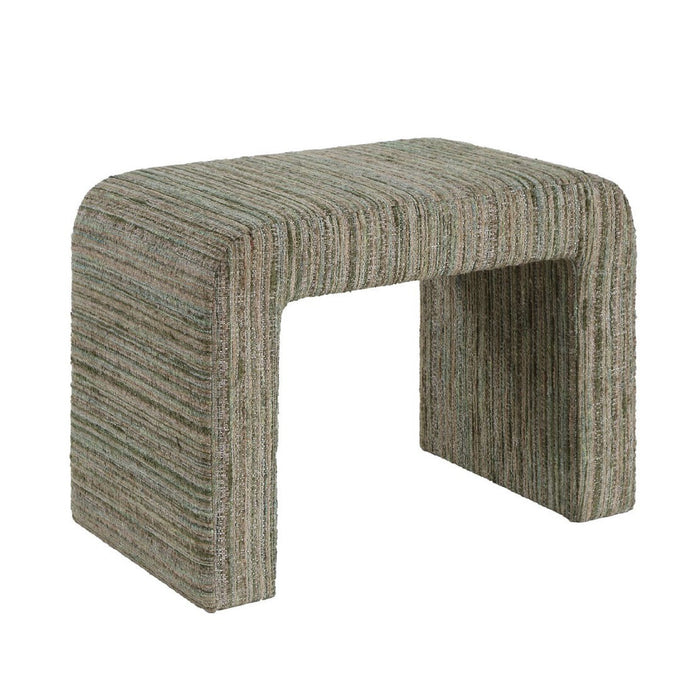 An upholstered bench or ottoman with a thick rectangular base and open center, shown on a white background