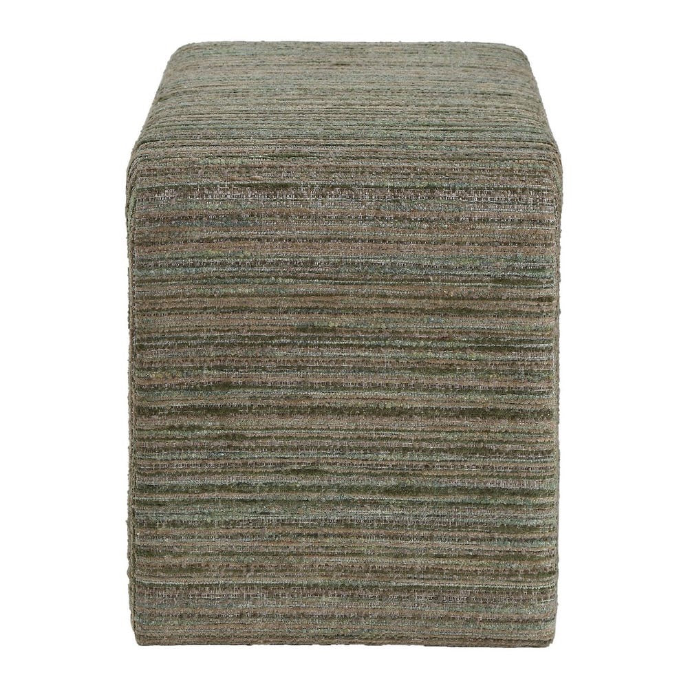 Side view green and brown ottoman on a white background