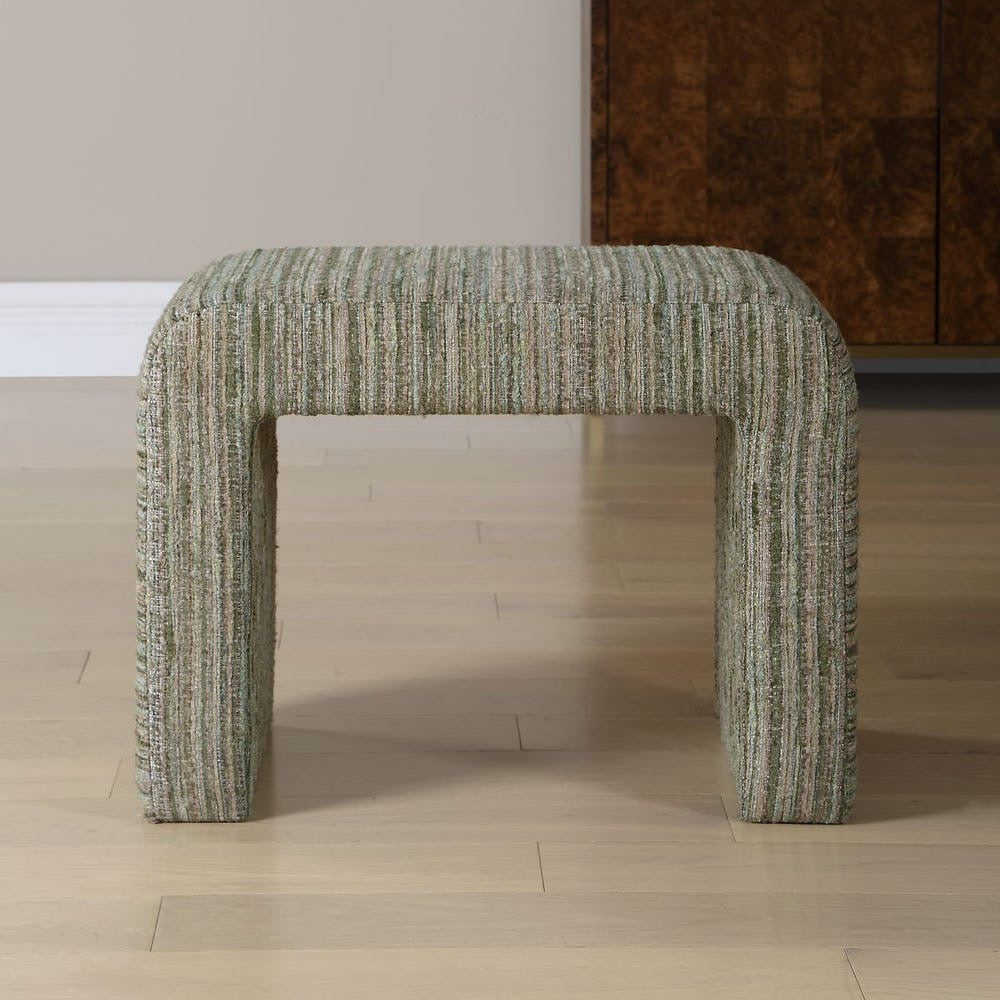 Textured stool on a wooden floor with a neutral background