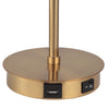 Uttermost Glass Globe Desk Lamp in antique gold with side USB port and power switch, contemporary style.