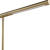 Close-up of the Uttermost Antique Brass Desk Lamp featuring an integrated light system and slim, cylindrical design.