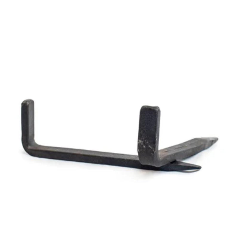 Black metal bracket on a white background
