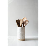 ceramic lace canister white handmade round