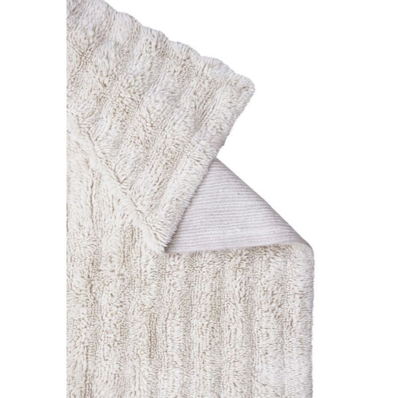 woolable rug white gradient pile neutral vertical horizontal lines handcrafted