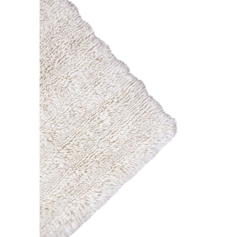 woolable rug white gradient pile neutral vertical horizontal lines handcrafted