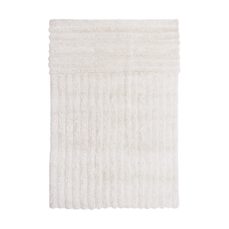 woolable rug white gradient pile neutral vertical horizontal lines handcrafted