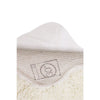 small fluffy white pelt rug wool recycled cotton rounded edges