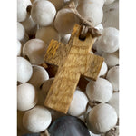 wood prayer beads white washed hanging charm mango wood decor