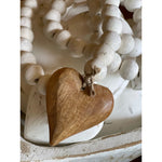 wood prayer beads white washed hanging charm mango wood decor