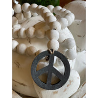 wood prayer beads white washed hanging charm mango wood decor