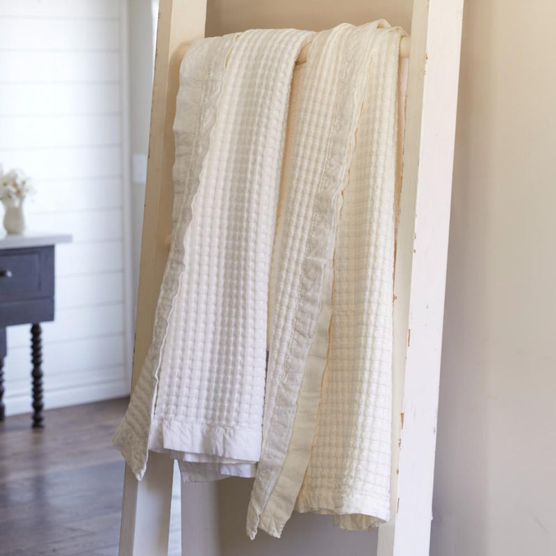 waffle blanket white cream queen king