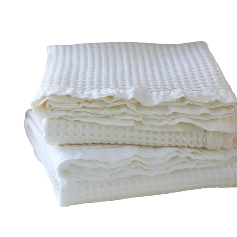 waffle blanket white cream queen king
