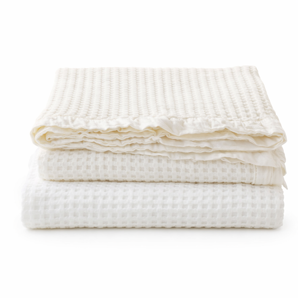 waffle blanket white cream queen king