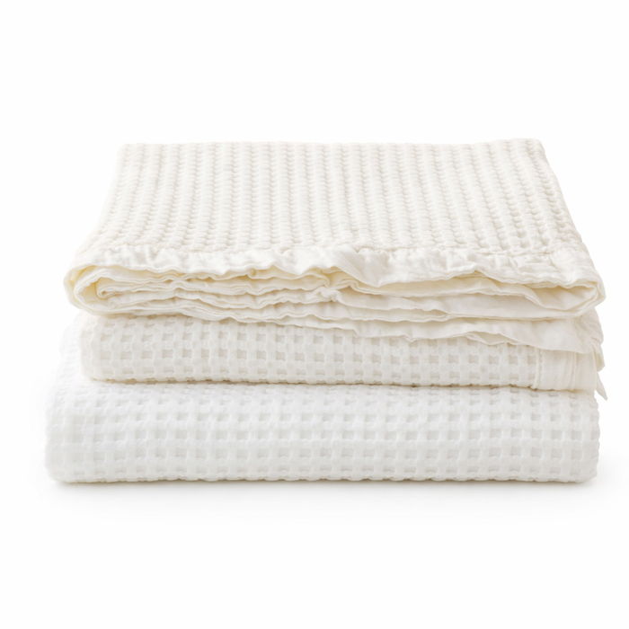 waffle blanket white cream queen king