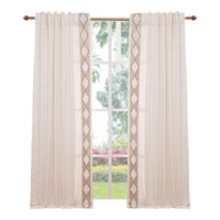 ivory linen blend curtain panels silver gold embroidered trim