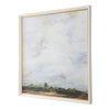 Uttermost's Whispering Cloudscapes Framed Print features a landscape with a cloudy sky and green horizon in a white wood grain frame.