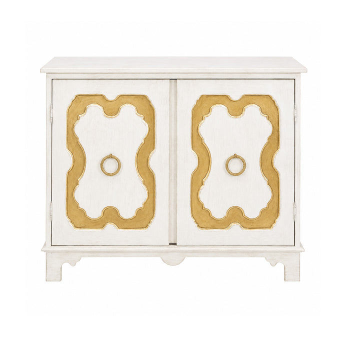 The Phillips Scott York Cabinet/Side Table features finish options and gold ring handles, ideal as a modern accent piece.