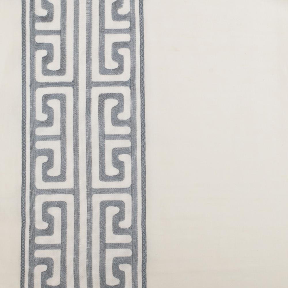 ivory linen blend curtain panels ivory and grey embroidered trim