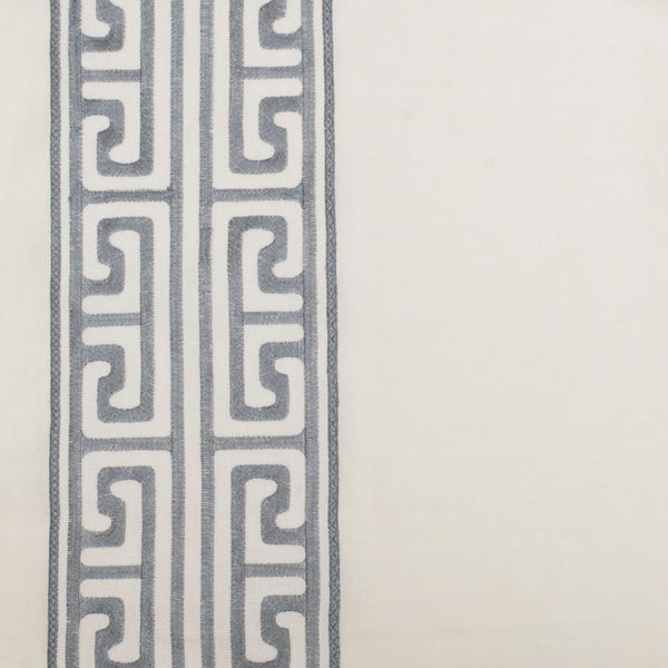 ivory linen blend curtain panels ivory and grey embroidered trim