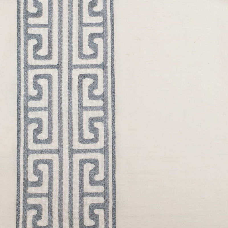 ivory linen blend curtain panels ivory and grey embroidered trim