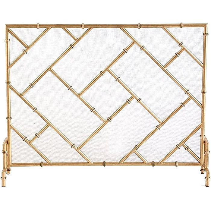 Gold lattice screen with white mesh on a white background