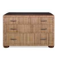 mahogany cane topped chest of drawers antique brass