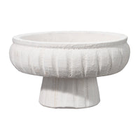 matte white textured ceramic pedestal bowl