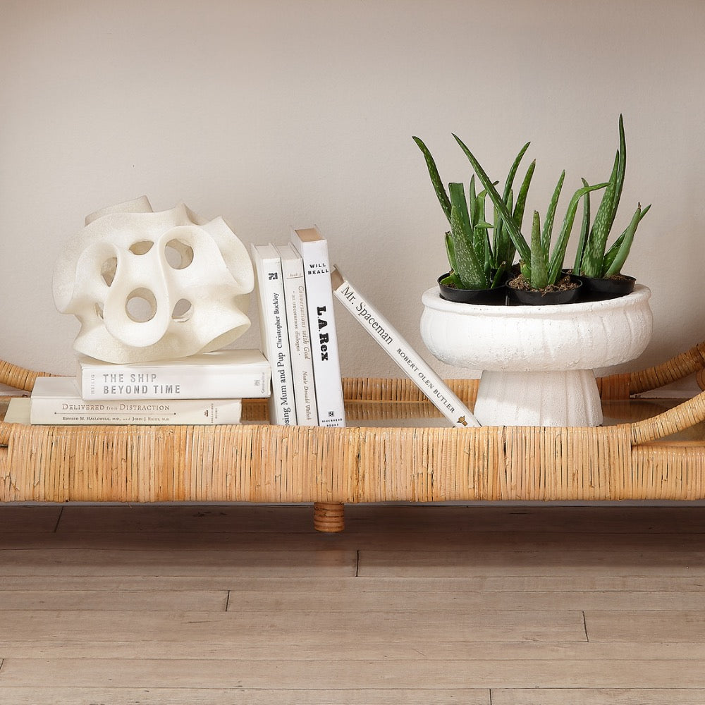 matte white textured ceramic pedestal bowl
