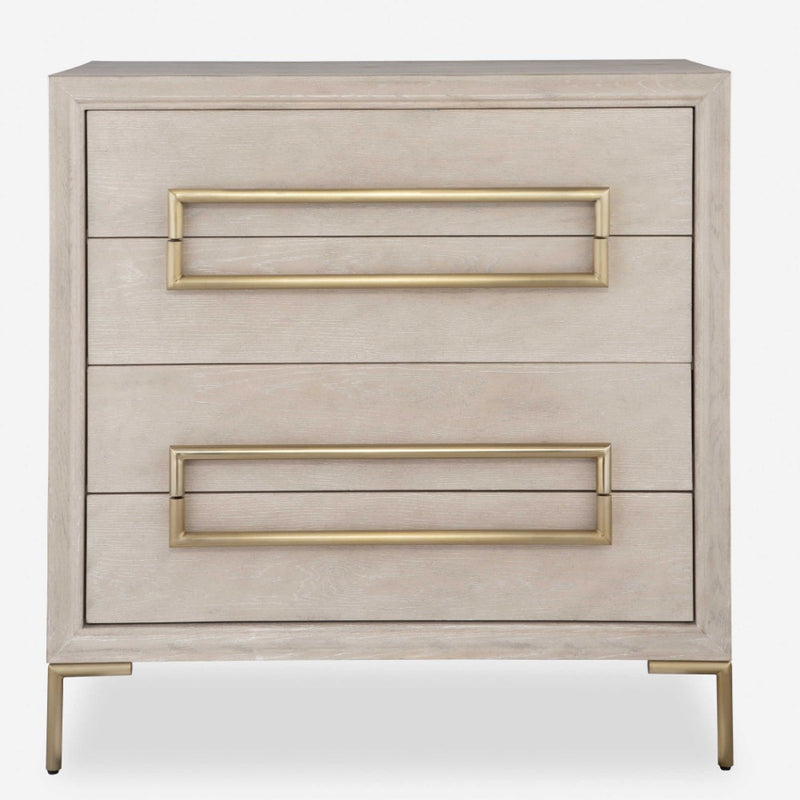 4-drawer chest light oak brass hardware contemporary