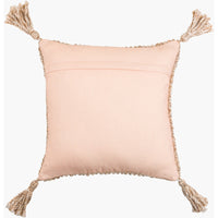 square tan textured outdoor pillow tassels