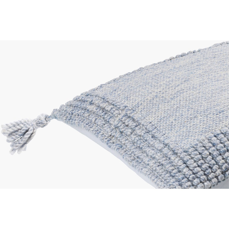 square light blue textured outdoor pillow tassels