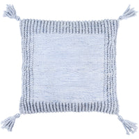square light blue textured outdoor pillow tassels