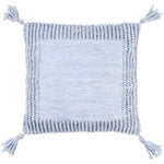 square light blue textured outdoor pillow tassels
