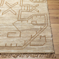jute area rug fringe edge patterned neutral tan cream 