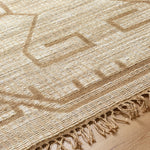 jute area rug fringe edge patterned neutral tan cream 