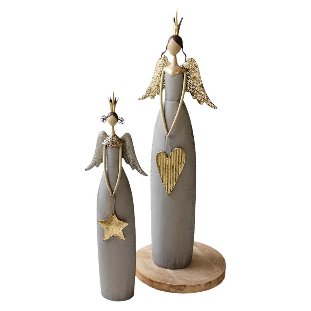 Christmas angels set gold gray