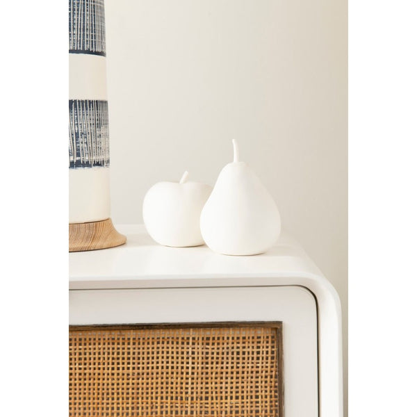 pear apple porcelain decor set of two white glazed 