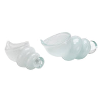 set 2 white hand-blown glass sea shells
