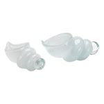 set 2 white hand-blown glass sea shells