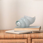 set 2 white hand-blown glass sea shells