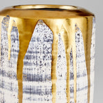 vase round beige black wash gold rim