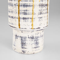 vase round beige black wash gold rim