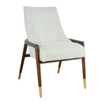 chair walnut frame off white textured fabric seat