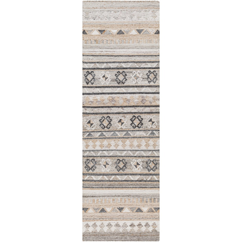 area rug neutral gray ivory brown patterned
