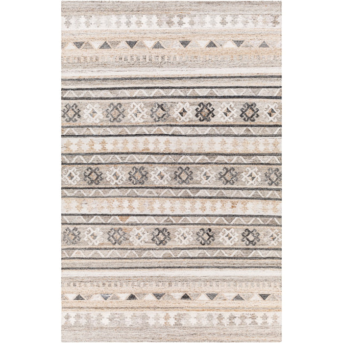 area rug neutral gray ivory brown patterned