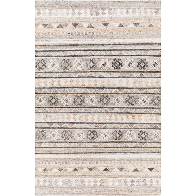 area rug neutral gray ivory brown patterned