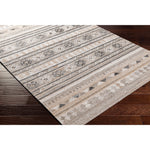 area rug neutral gray ivory brown patterned